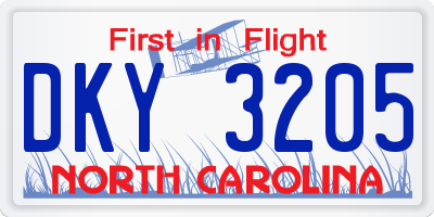 NC license plate DKY3205