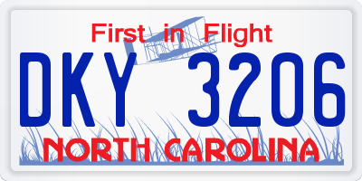 NC license plate DKY3206
