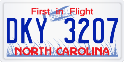 NC license plate DKY3207