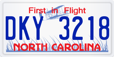 NC license plate DKY3218