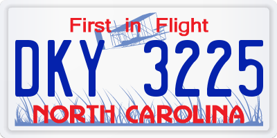 NC license plate DKY3225