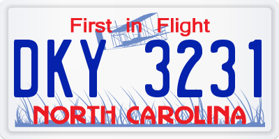 NC license plate DKY3231