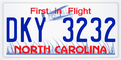 NC license plate DKY3232