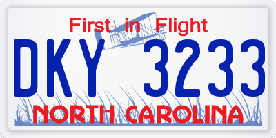 NC license plate DKY3233