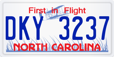 NC license plate DKY3237