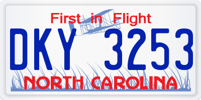 NC license plate DKY3253