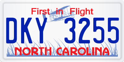 NC license plate DKY3255
