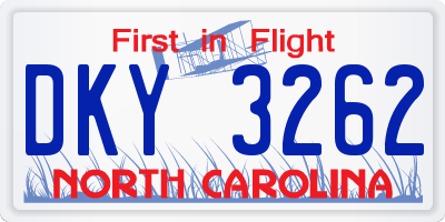 NC license plate DKY3262