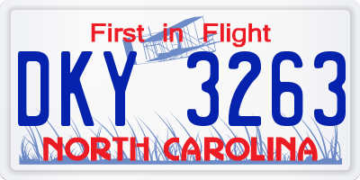 NC license plate DKY3263