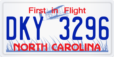 NC license plate DKY3296