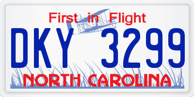 NC license plate DKY3299