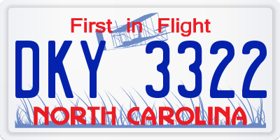 NC license plate DKY3322