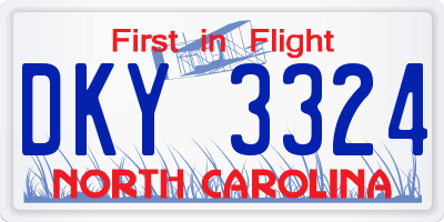 NC license plate DKY3324