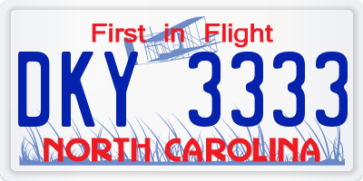 NC license plate DKY3333