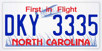 NC license plate DKY3335