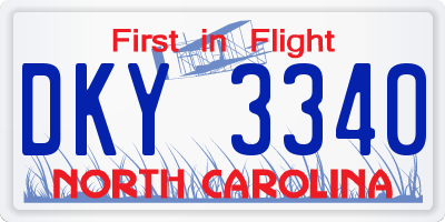 NC license plate DKY3340