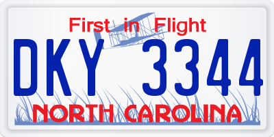 NC license plate DKY3344