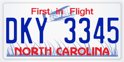NC license plate DKY3345
