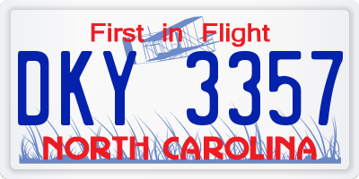 NC license plate DKY3357