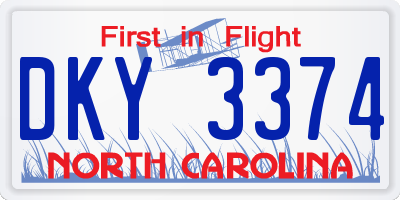 NC license plate DKY3374
