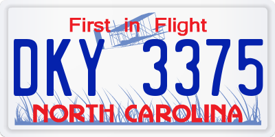 NC license plate DKY3375