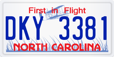 NC license plate DKY3381