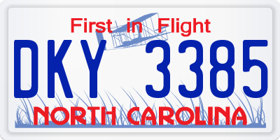 NC license plate DKY3385