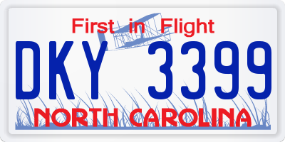 NC license plate DKY3399