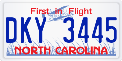 NC license plate DKY3445