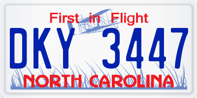 NC license plate DKY3447
