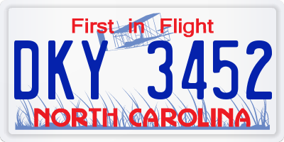 NC license plate DKY3452