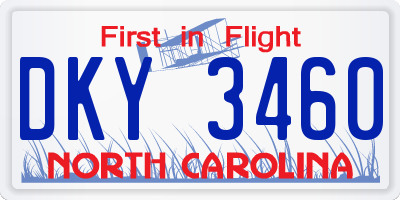 NC license plate DKY3460