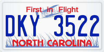 NC license plate DKY3522