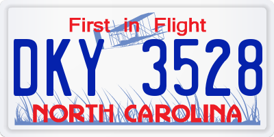 NC license plate DKY3528