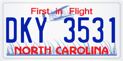 NC license plate DKY3531