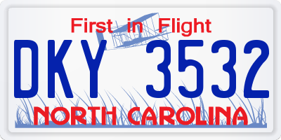 NC license plate DKY3532