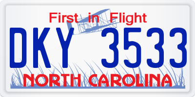 NC license plate DKY3533
