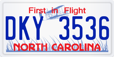 NC license plate DKY3536