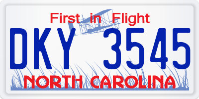 NC license plate DKY3545