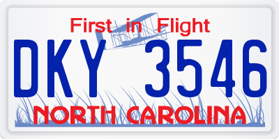 NC license plate DKY3546