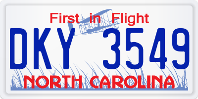 NC license plate DKY3549