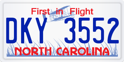 NC license plate DKY3552
