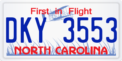 NC license plate DKY3553