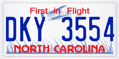 NC license plate DKY3554