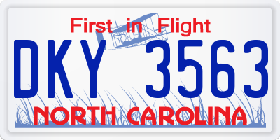 NC license plate DKY3563
