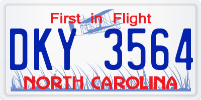 NC license plate DKY3564