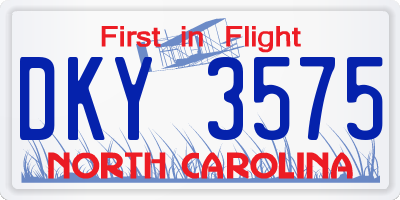 NC license plate DKY3575