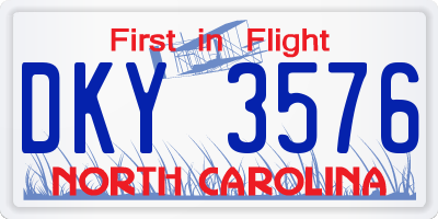NC license plate DKY3576