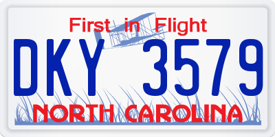 NC license plate DKY3579