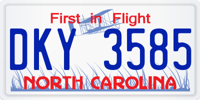 NC license plate DKY3585